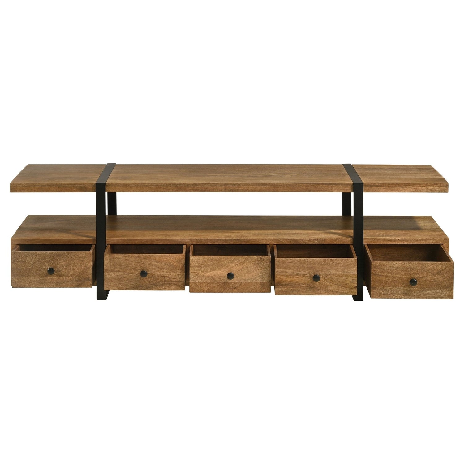 Otto 4 - drawer Solid Wood 70" TV Stand Brown and Gunmetal | Coaster | Home Elegance USA