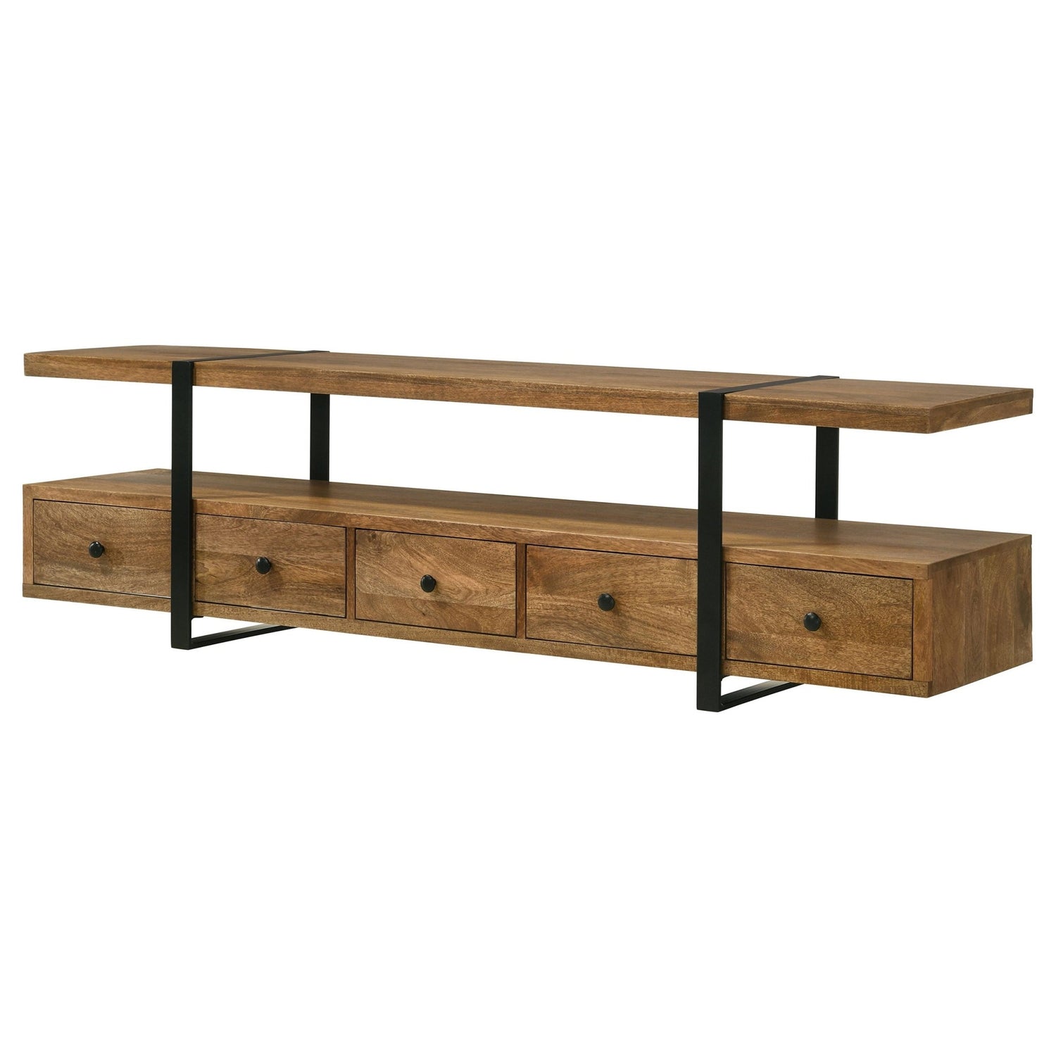 Otto 4 - drawer Solid Wood 70" TV Stand Brown and Gunmetal | Coaster | Home Elegance USA