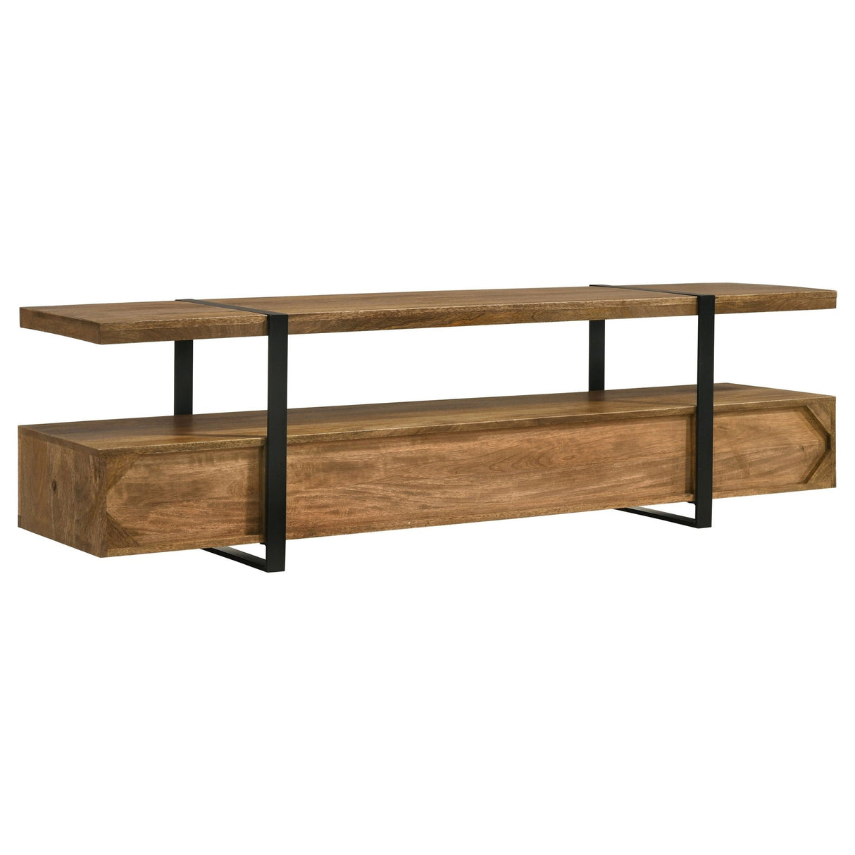 Otto 4 - drawer Solid Wood 70" TV Stand Brown and Gunmetal | Coaster | Home Elegance USA