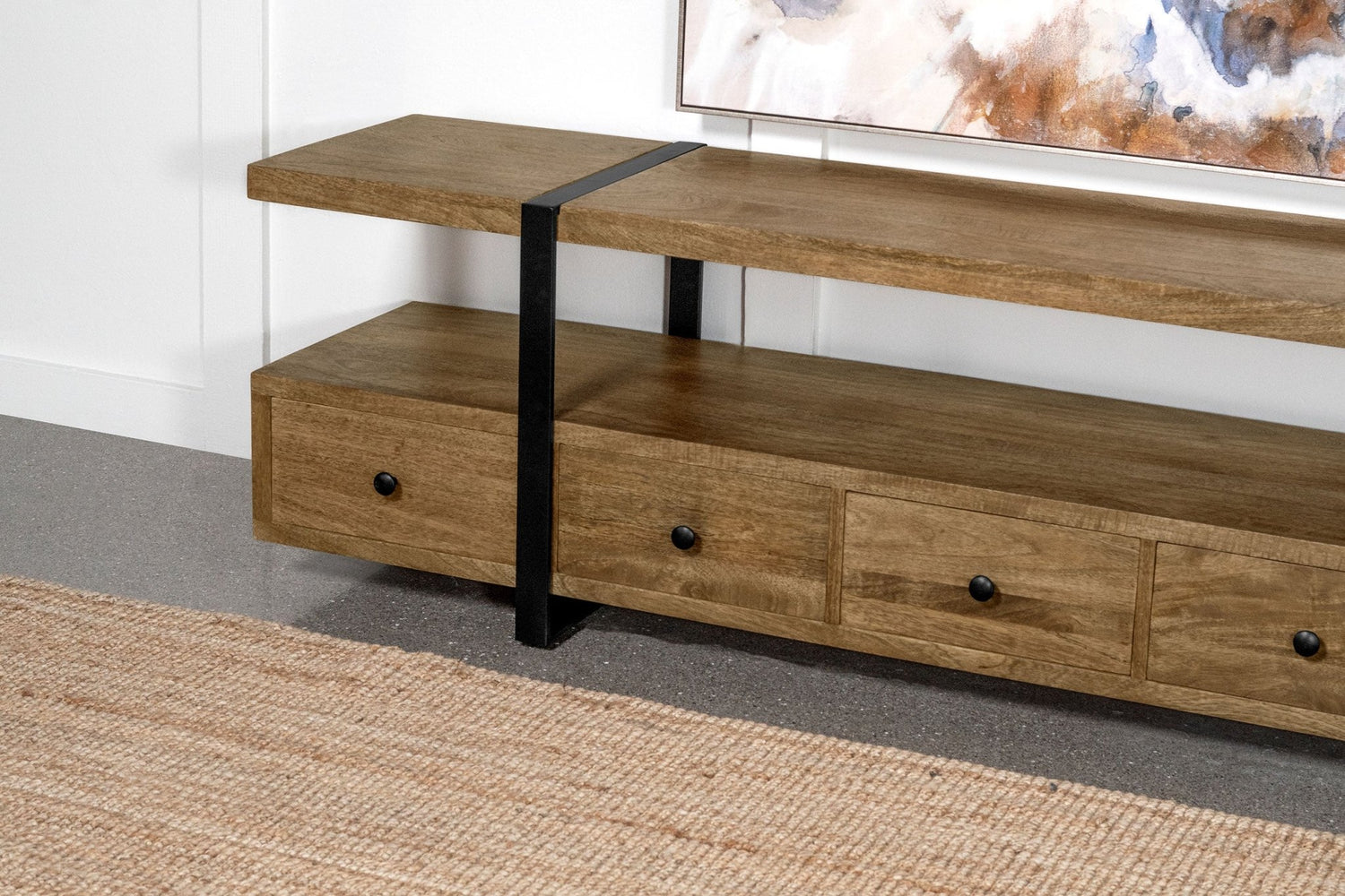Otto 4 - drawer Solid Wood 70" TV Stand Brown and Gunmetal | Coaster | Home Elegance USA