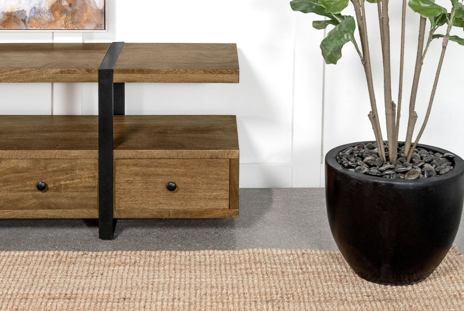 Otto 4 - drawer Solid Wood 70" TV Stand Brown and Gunmetal | Coaster | Home Elegance USA