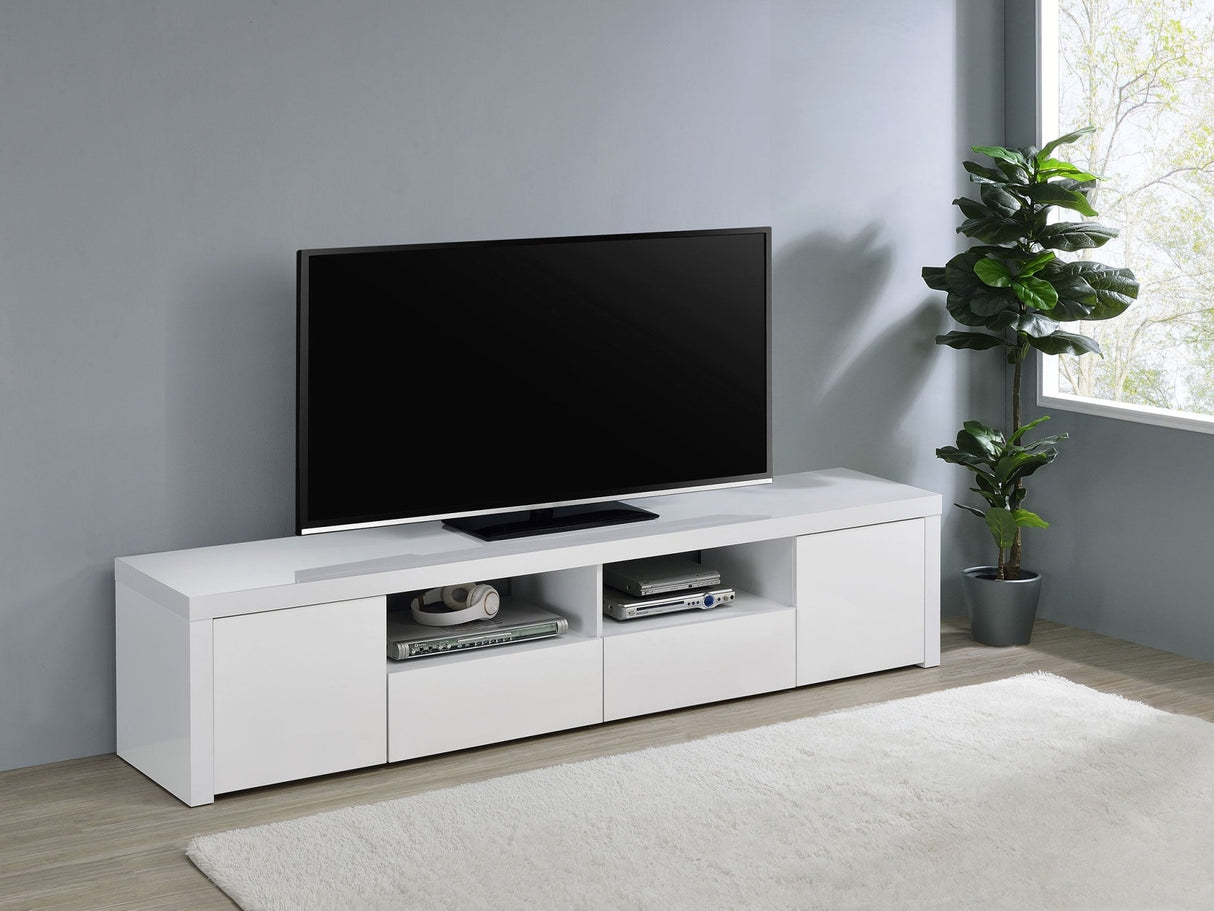 Jude 2 - door 79" TV Stand With Drawers White High Gloss | Coaster | Home Elegance USA