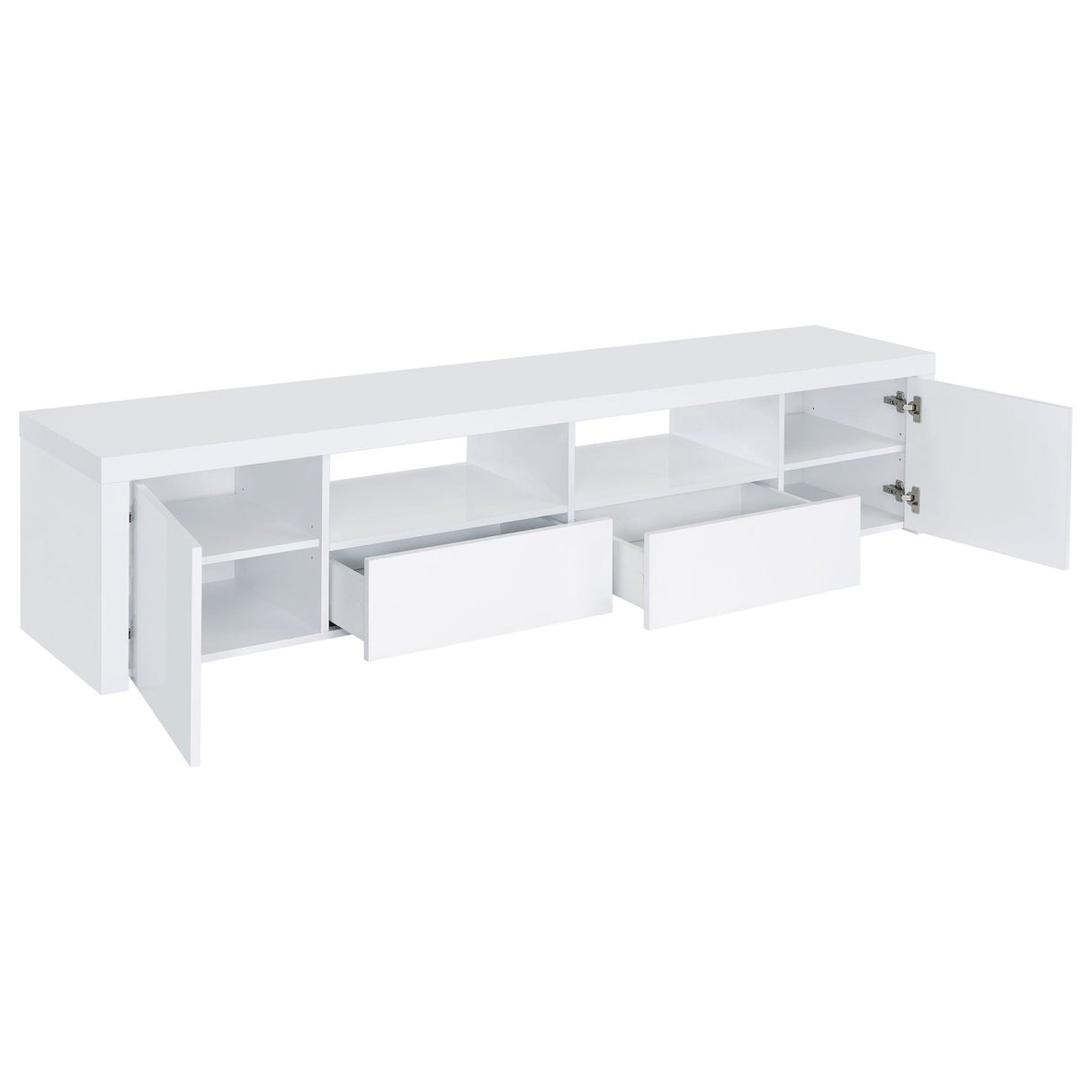 Jude 2 - door 79" TV Stand With Drawers White High Gloss | Coaster | Home Elegance USA