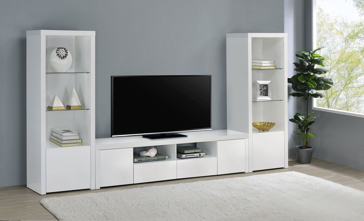 Jude 2 - door 79" TV Stand With Drawers White High Gloss | Coaster | Home Elegance USA