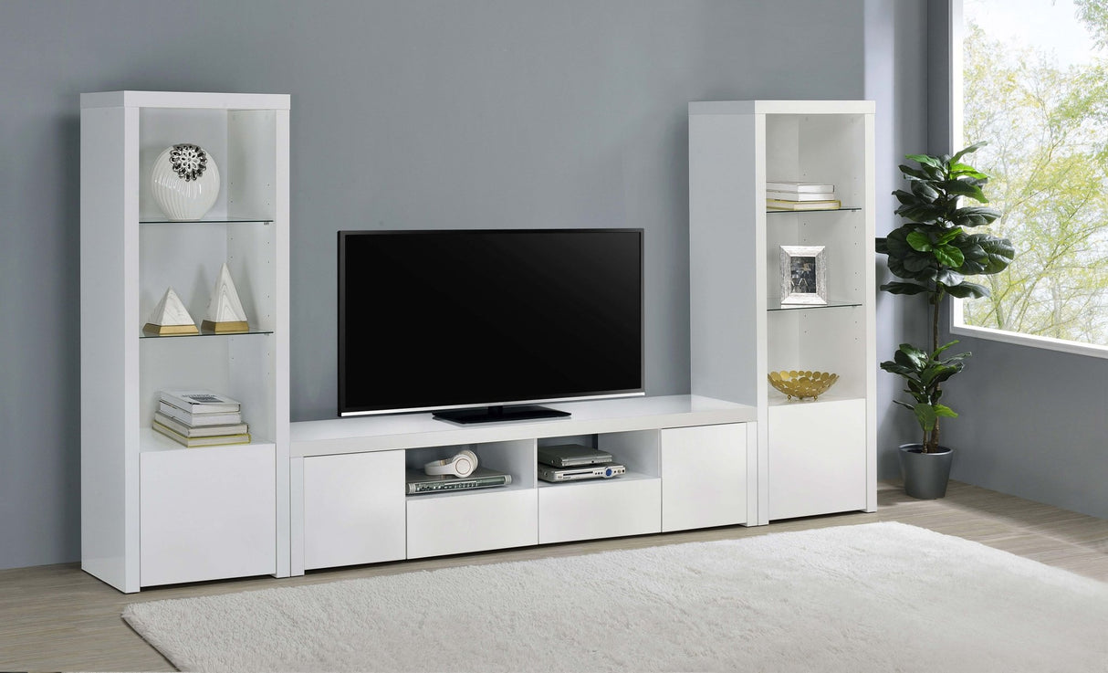 Jude 2 - door 79" TV Stand With Drawers White High Gloss | Coaster | Home Elegance USA