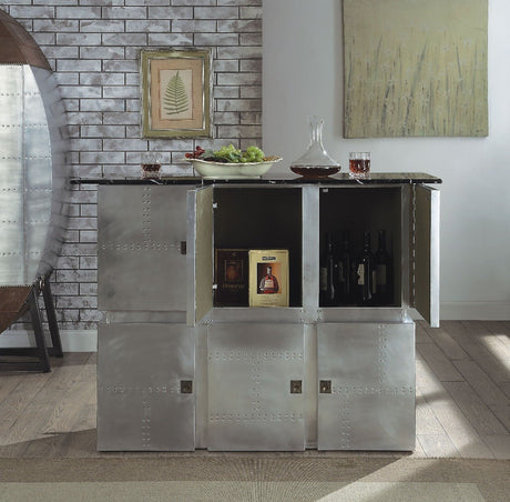 Brancaster Bar Table W/Marble Top 70450 Marble Top & Aluminum | Acme | Home Elegance USA