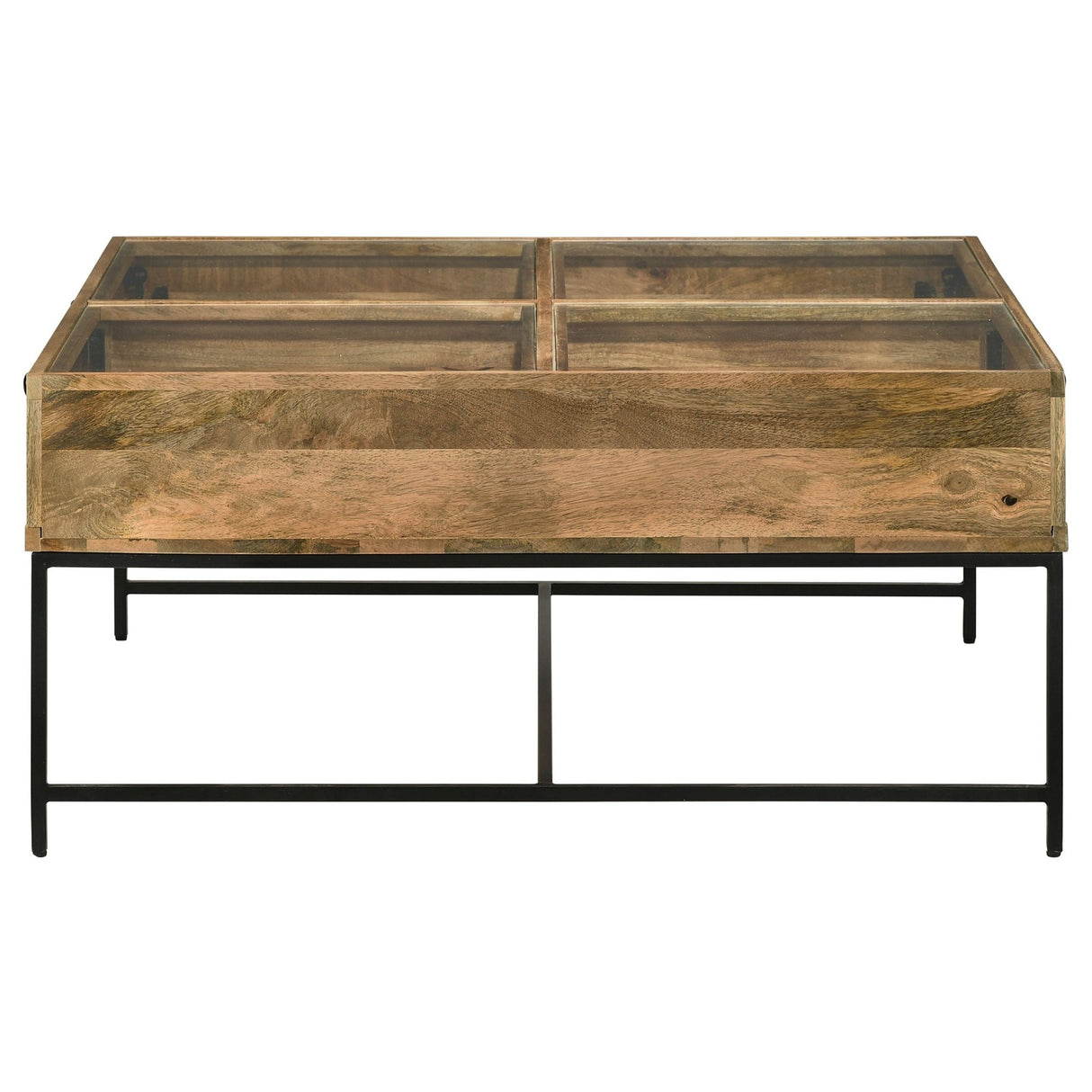 Coffee Table - Stephie 4-drawer Square Clear Glass Top Coffee Table Honey Brown