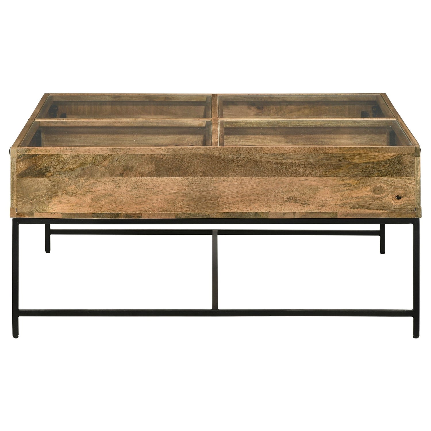 Coffee Table - Stephie 4-drawer Square Clear Glass Top Coffee Table Honey Brown
