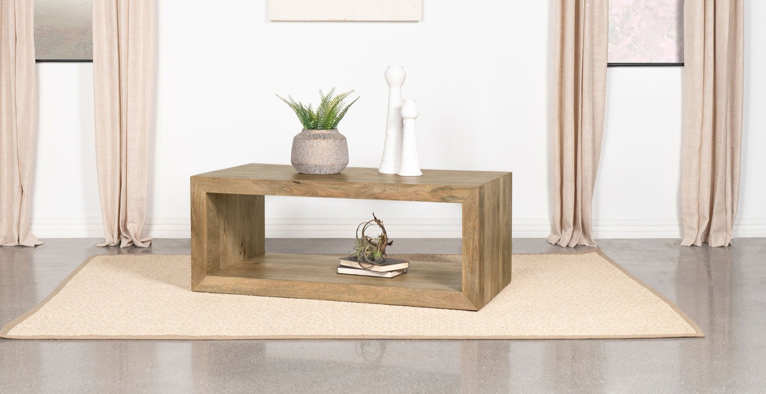 Benton Rectangular Solid Wood Coffee Table Natural | Coaster | Home Elegance USA