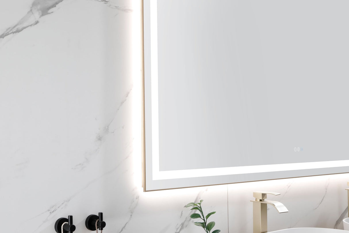 84in. W x 48in. H Oversized Rectangular Black Framed LED Mirror Anti - Fog Dimmable Wall Mount Bathroom Vanity Mirror HD Wall Mirror Kit For Gym And Dance Studio 48X 72Inches With Safety Ba | Home Elegance USA