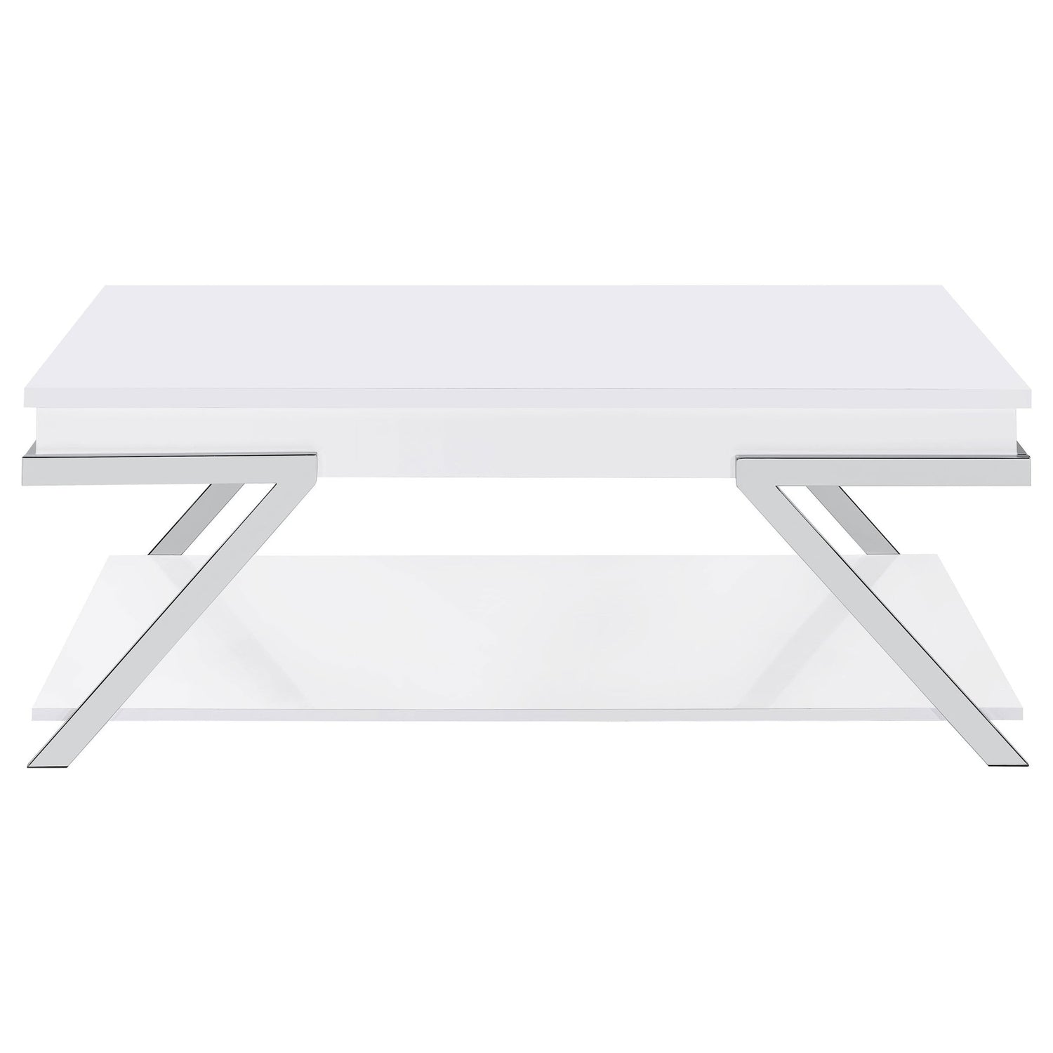 Lift Top Coffee Table - Marcia Wood Rectangular Lift Top Coffee Table White High Gloss and Chrome