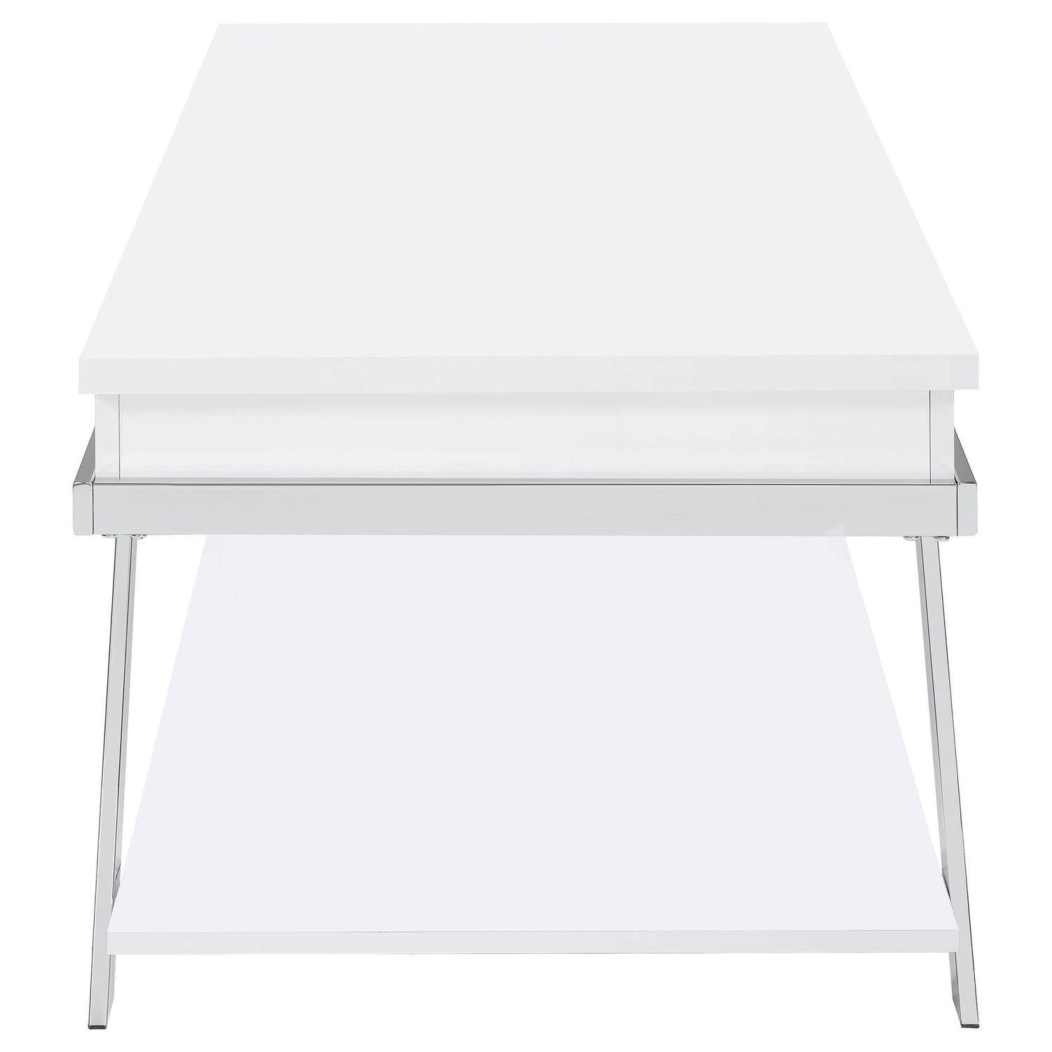 Lift Top Coffee Table - Marcia Wood Rectangular Lift Top Coffee Table White High Gloss and Chrome