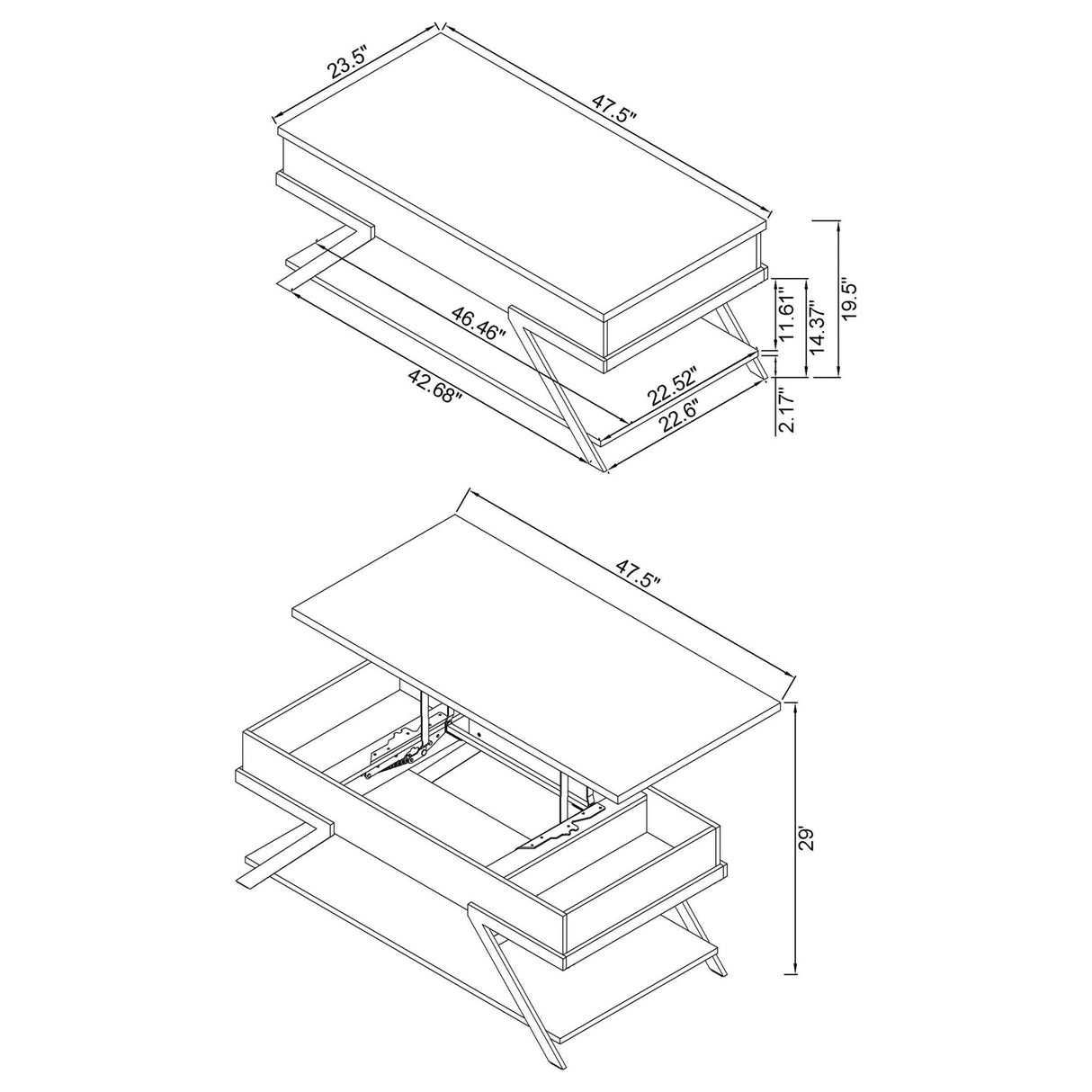 Lift Top Coffee Table - Marcia Wood Rectangular Lift Top Coffee Table White High Gloss and Chrome