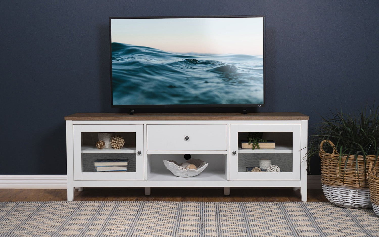 Angela 2 - door Wooden 67" TV Stand Brown and White | Coaster | Home Elegance USA