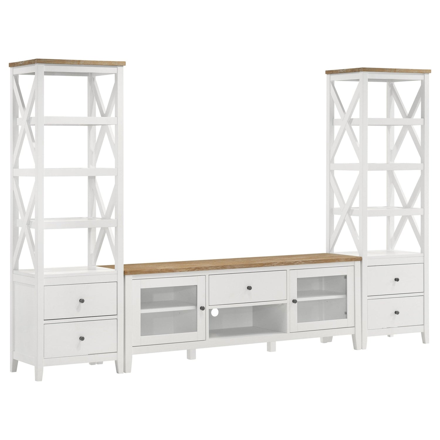Angela 2 - door Wooden 67" TV Stand Brown and White | Coaster | Home Elegance USA