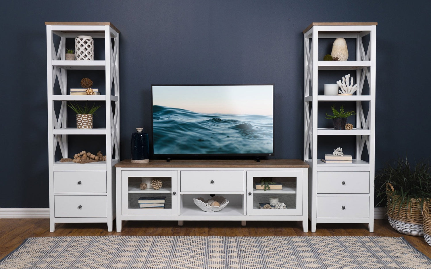 Angela 2 - door Wooden 67" TV Stand Brown and White | Coaster | Home Elegance USA