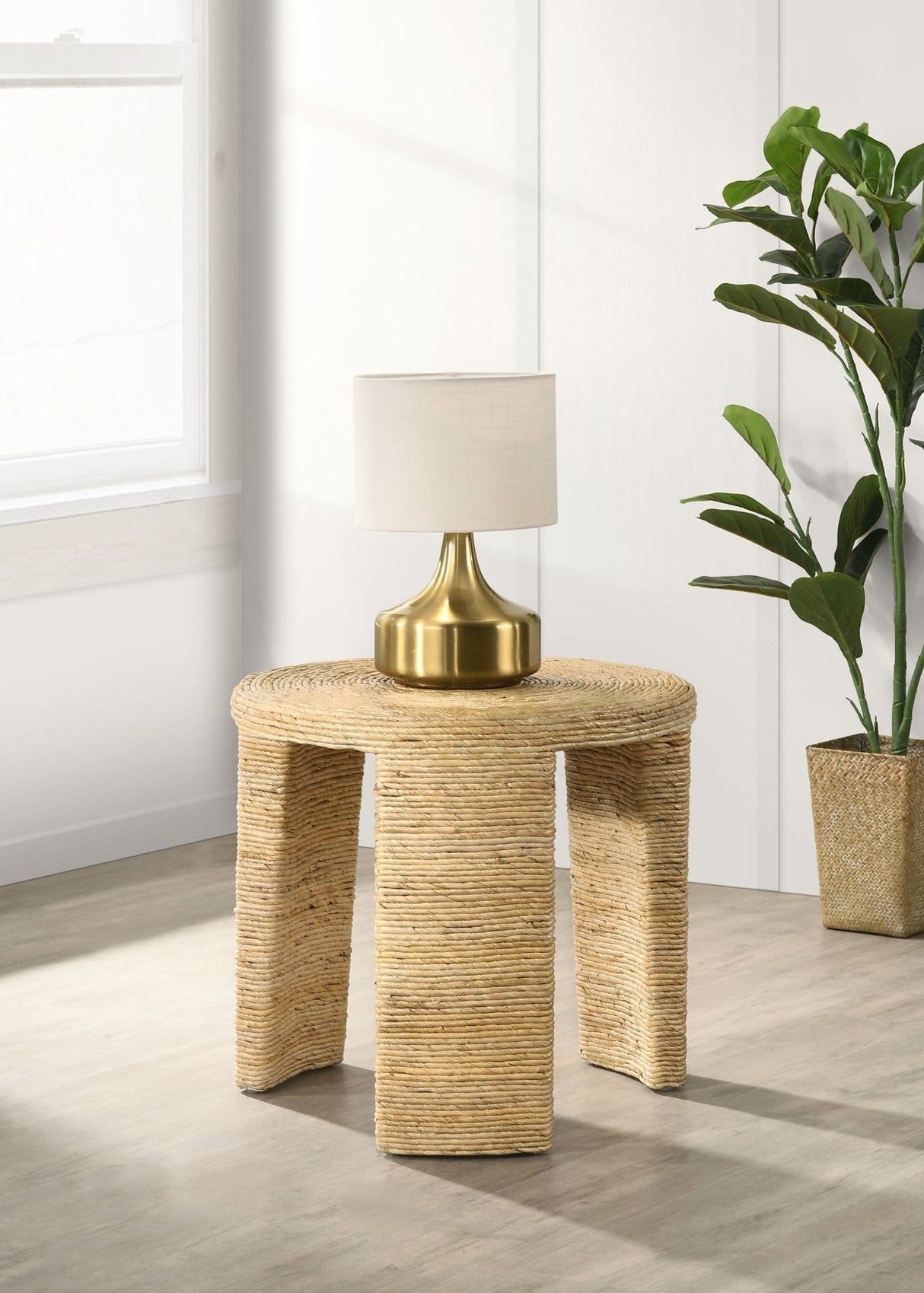 Artina Woven Rattan Round End Table Natural Brown | Coaster | Home Elegance USA