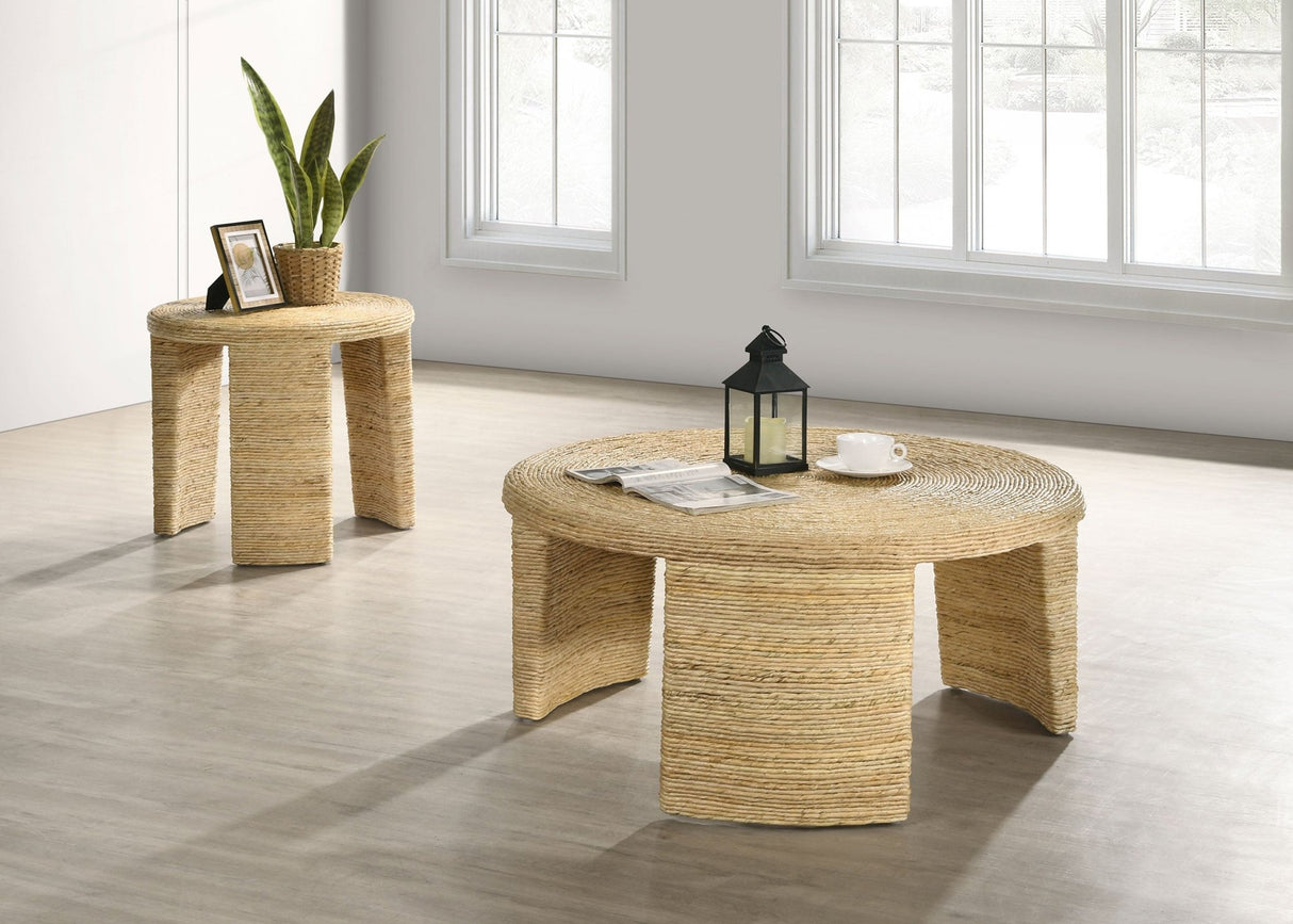 Artina Woven Rattan Round End Table Natural Brown | Coaster | Home Elegance USA