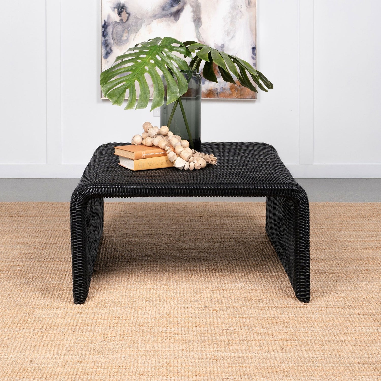 Cahya Woven Rattan Square Coffee Table Black | Coaster | Home Elegance USA