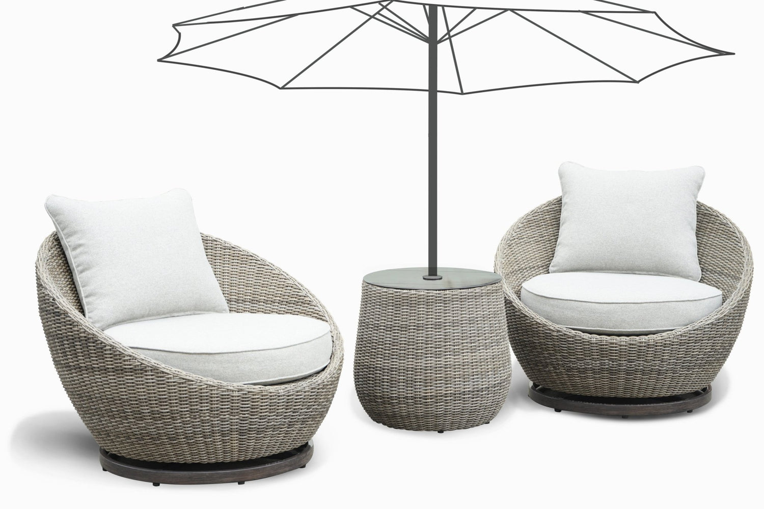 Cozy Outdoor Set - Swivel Woven Chairs, Side Table - All - Weather Resin Wicker, Powder - Coated Aluminum, Fully Assembled | Home Elegance USA