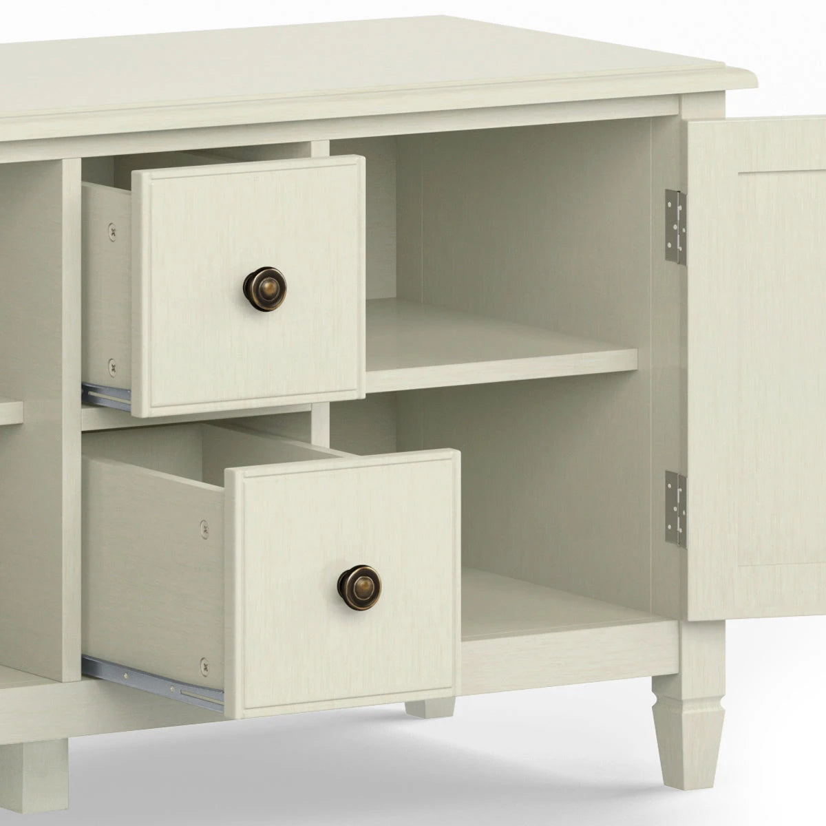 Connaught 72 inch Wide Solid Wood TV Stand in Antique White For TVs up to 80 inches - sold by Home Elegance USA