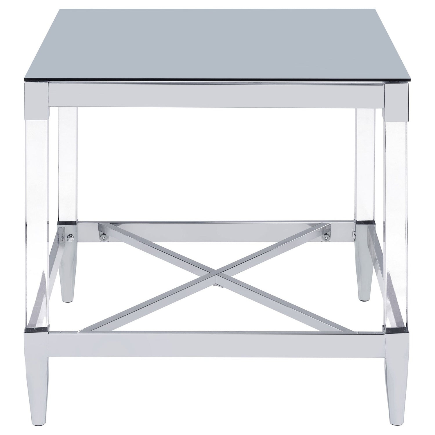 End Table - Lindley Square End Table with Acrylic Legs and Tempered Mirror Top Chrome
