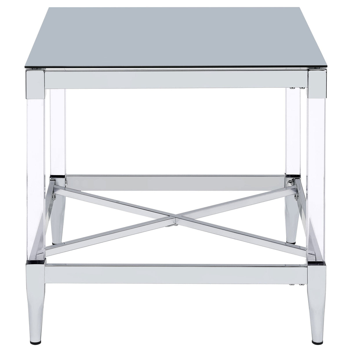 End Table - Lindley Square End Table with Acrylic Legs and Tempered Mirror Top Chrome