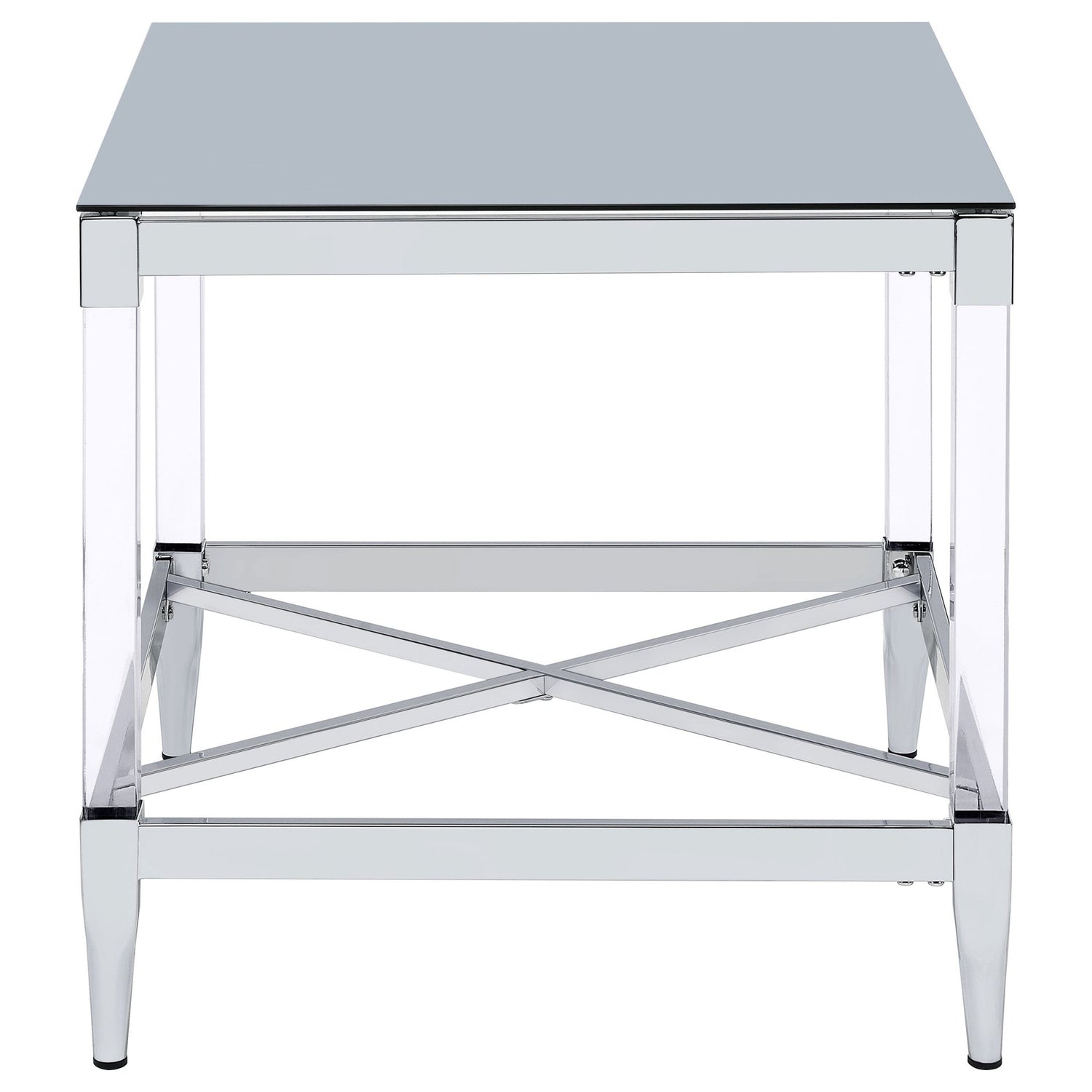 End Table - Lindley Square End Table with Acrylic Legs and Tempered Mirror Top Chrome