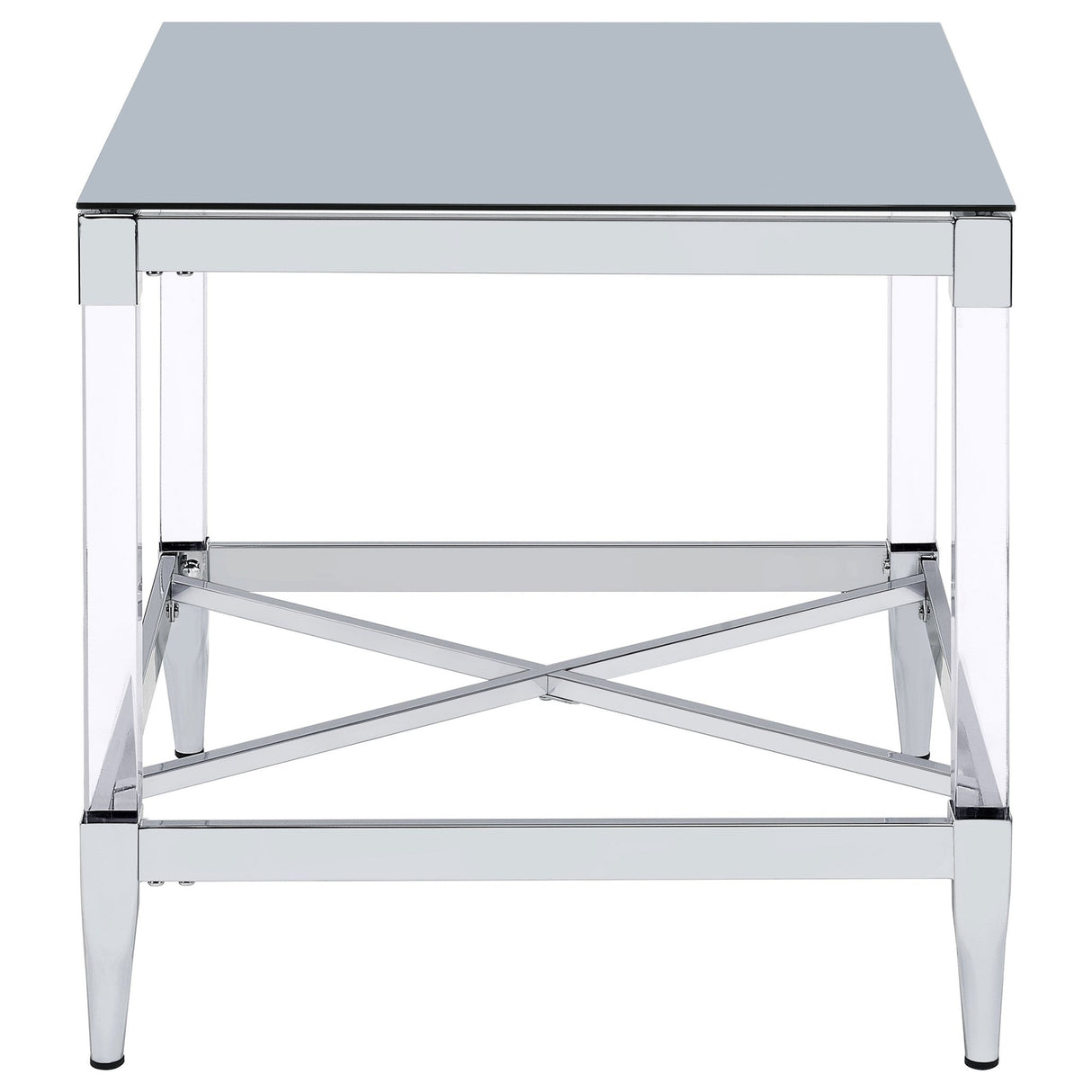 End Table - Lindley Square End Table with Acrylic Legs and Tempered Mirror Top Chrome
