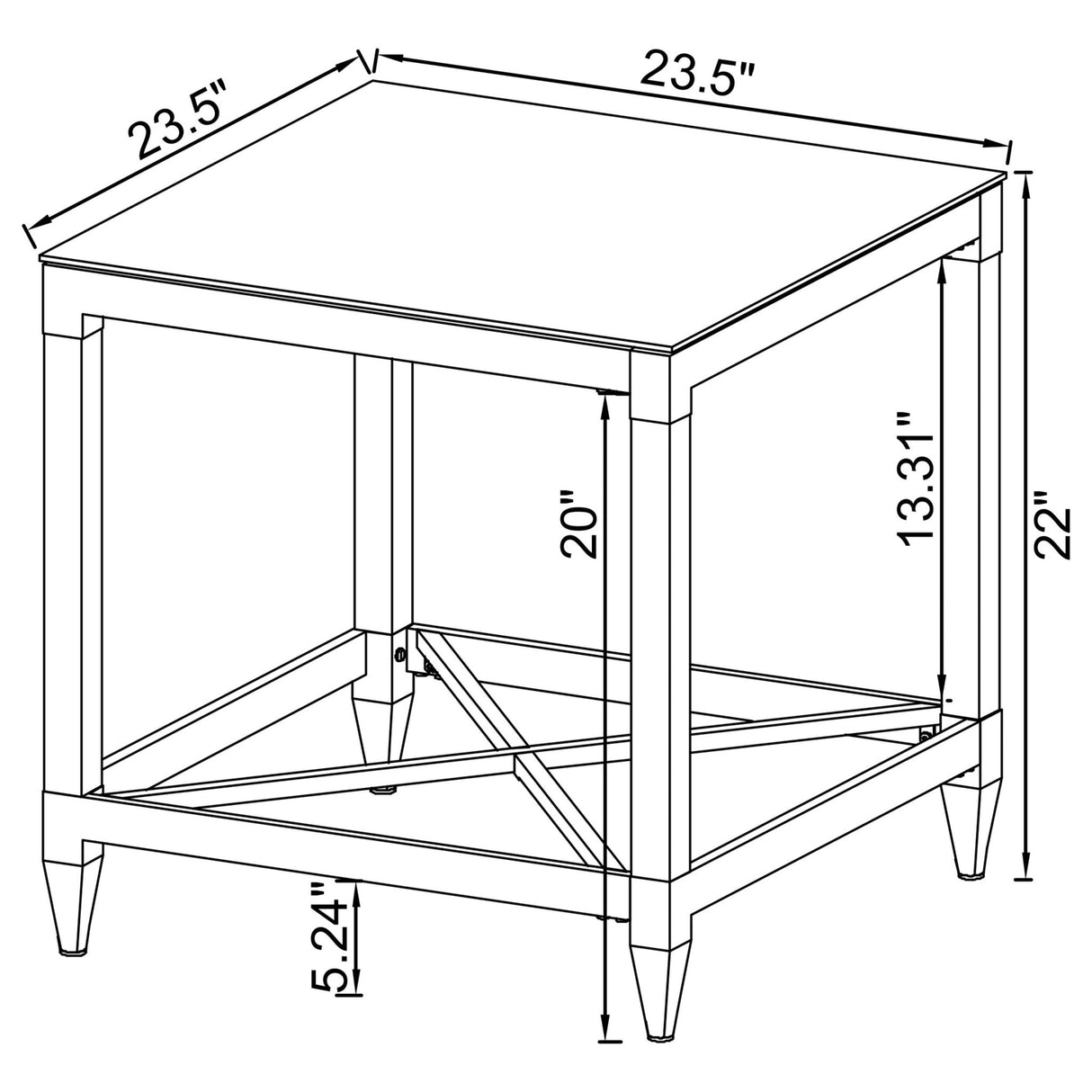 End Table - Lindley Square End Table with Acrylic Legs and Tempered Mirror Top Chrome