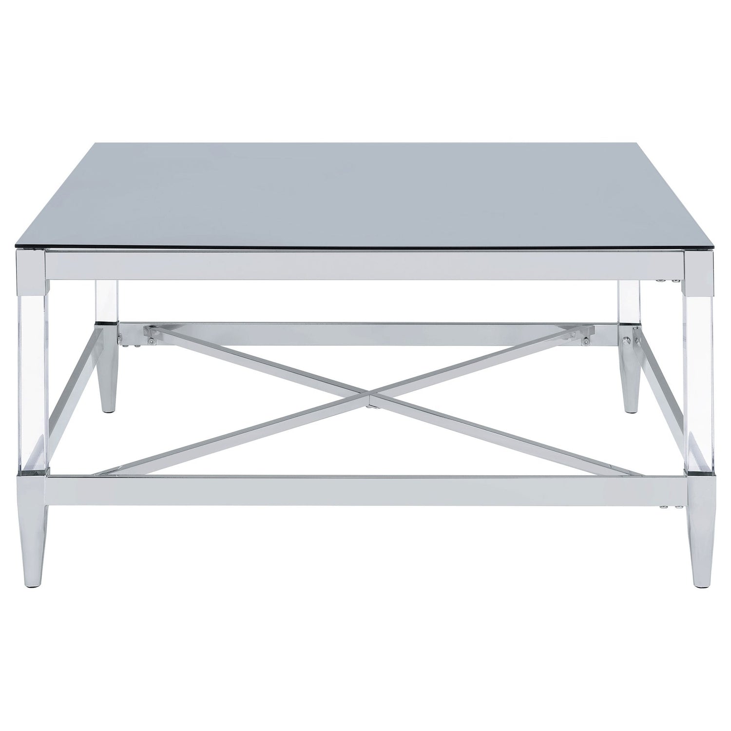 Coffee Table - Lindley Square Coffee Table with Acrylic Legs and Tempered Mirror Top Chrome