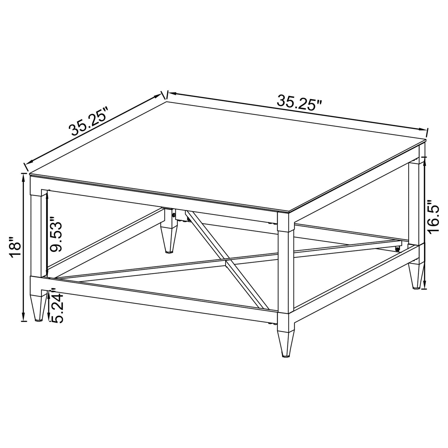 Coffee Table - Lindley Square Coffee Table with Acrylic Legs and Tempered Mirror Top Chrome