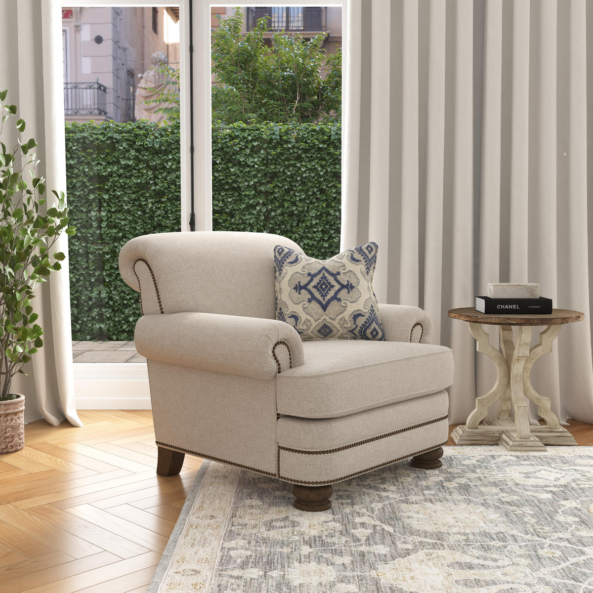 Bay Bridge Fabric Chair, Nailhead Trim | Flexsteel