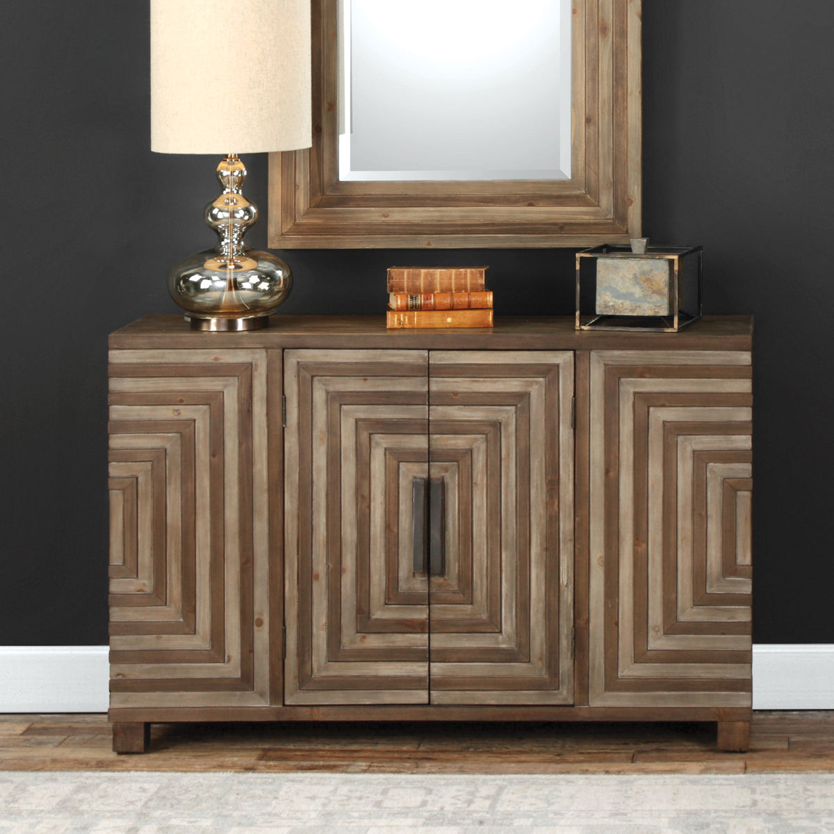Layton Geometric Console Cabinet - Light Brown by Uttermost - View 2