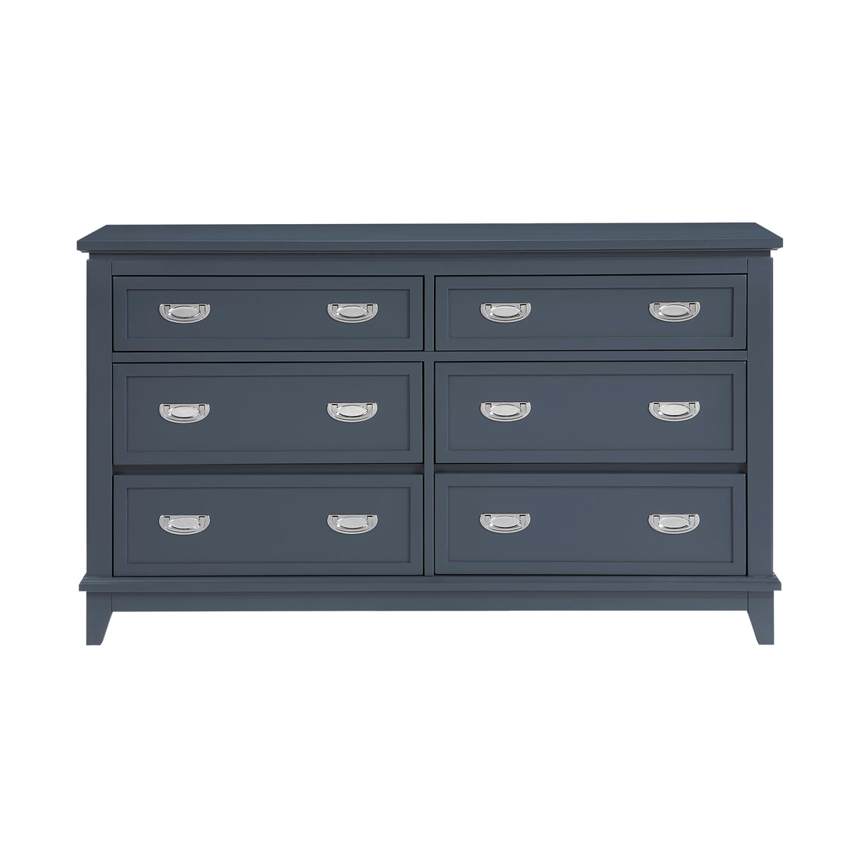 Navy Blue Finish Dresser with 6 Drawers Wooden Modern Bedroom Furniture 1pc