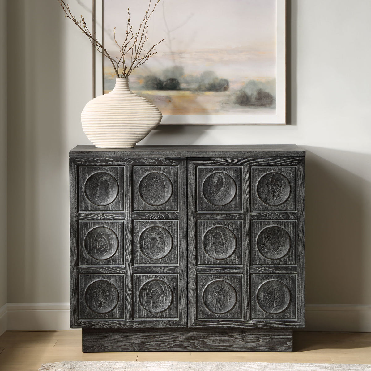 Shelby 2 Door Ebony Stained Cabinet - Black by Uttermost - View 2