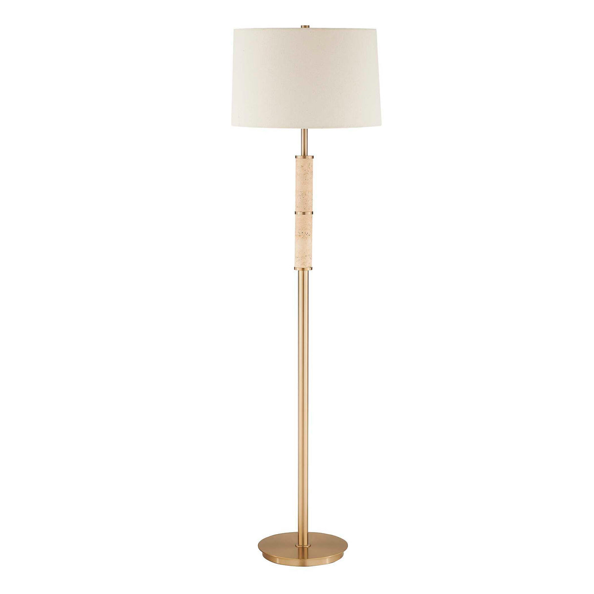 Verlaine Travertine Floor Lamp Brass,Gold - Beige by Uttermost - View 5