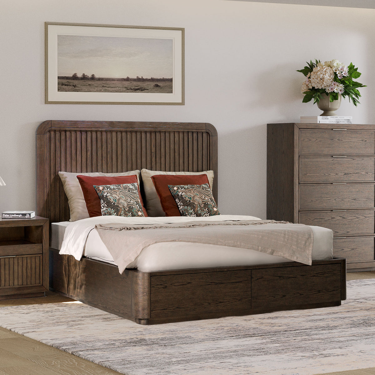 Athens Queen Panel Storage Bed - Dark Brown | Flexsteel