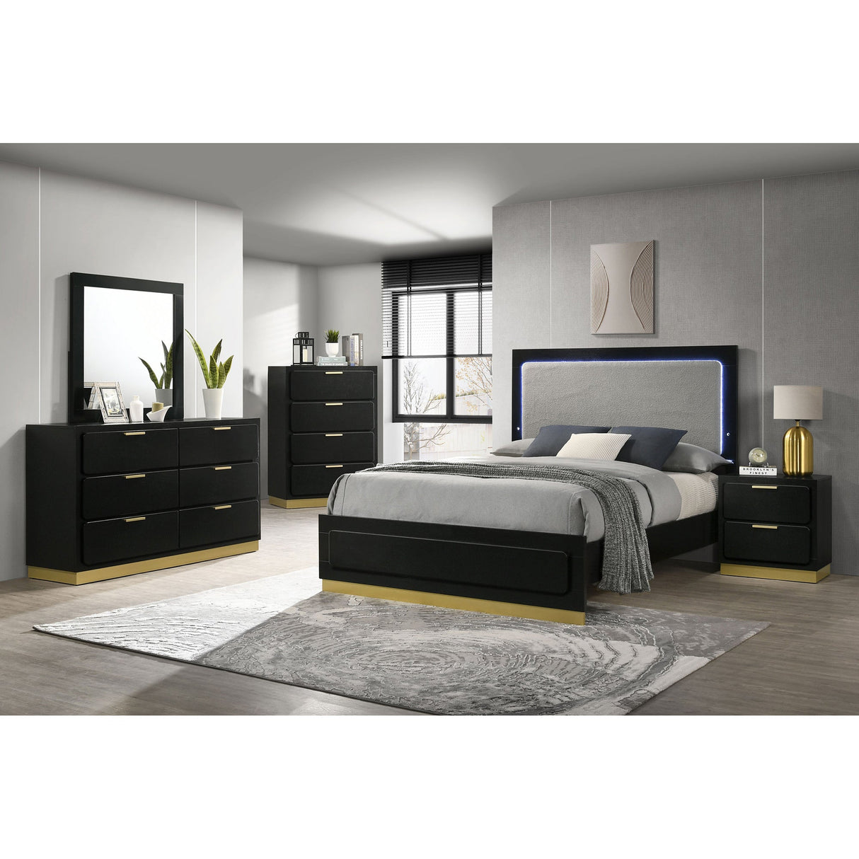 Sophia Black 5-piece Queen Bedroom Set - sold by Home Elegance USA