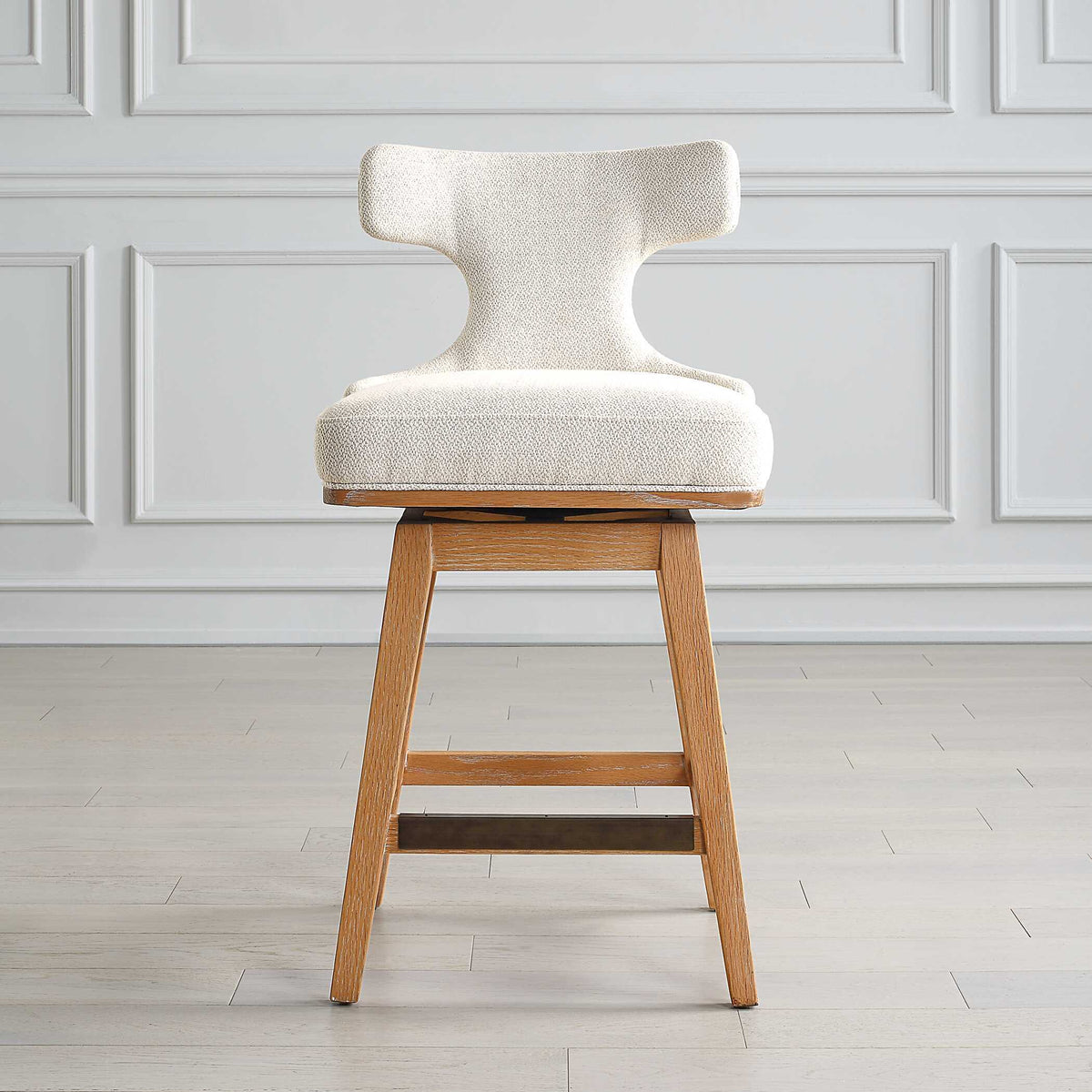 Klismos Fabric Counter Stool - White by Uttermost - View 2