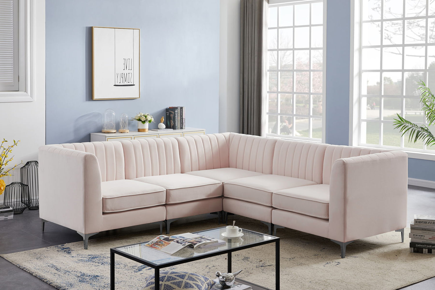 Alina - Modular Sectional 6 Piece - Pink | Home Elegance USA