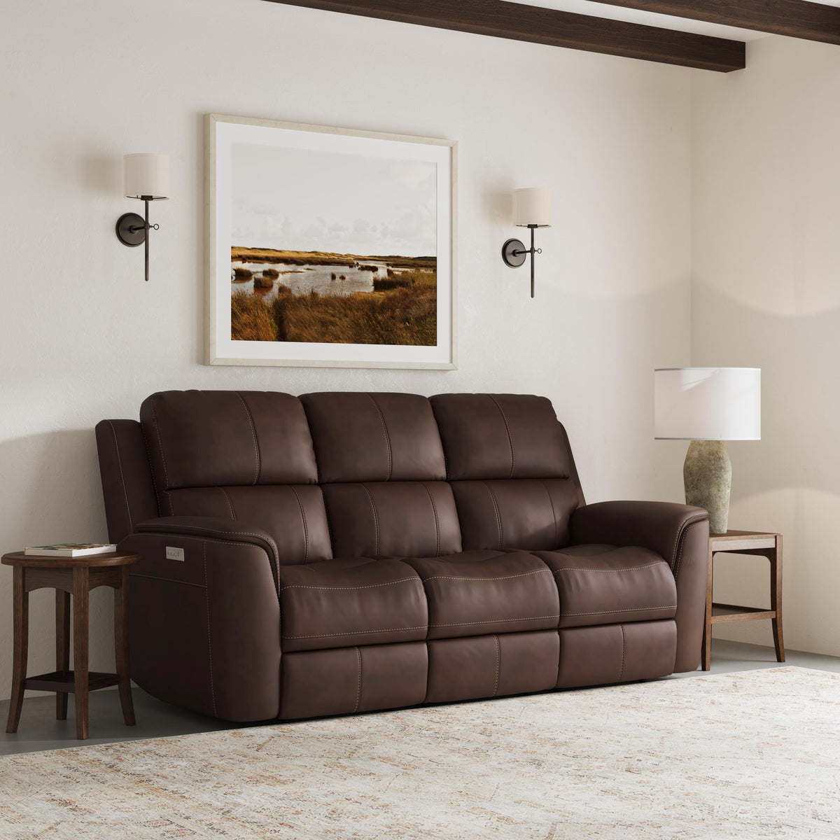 Henry Power Reclining Sofa With Power Headrests & Lumbar - Burnt Umber | Flexsteel