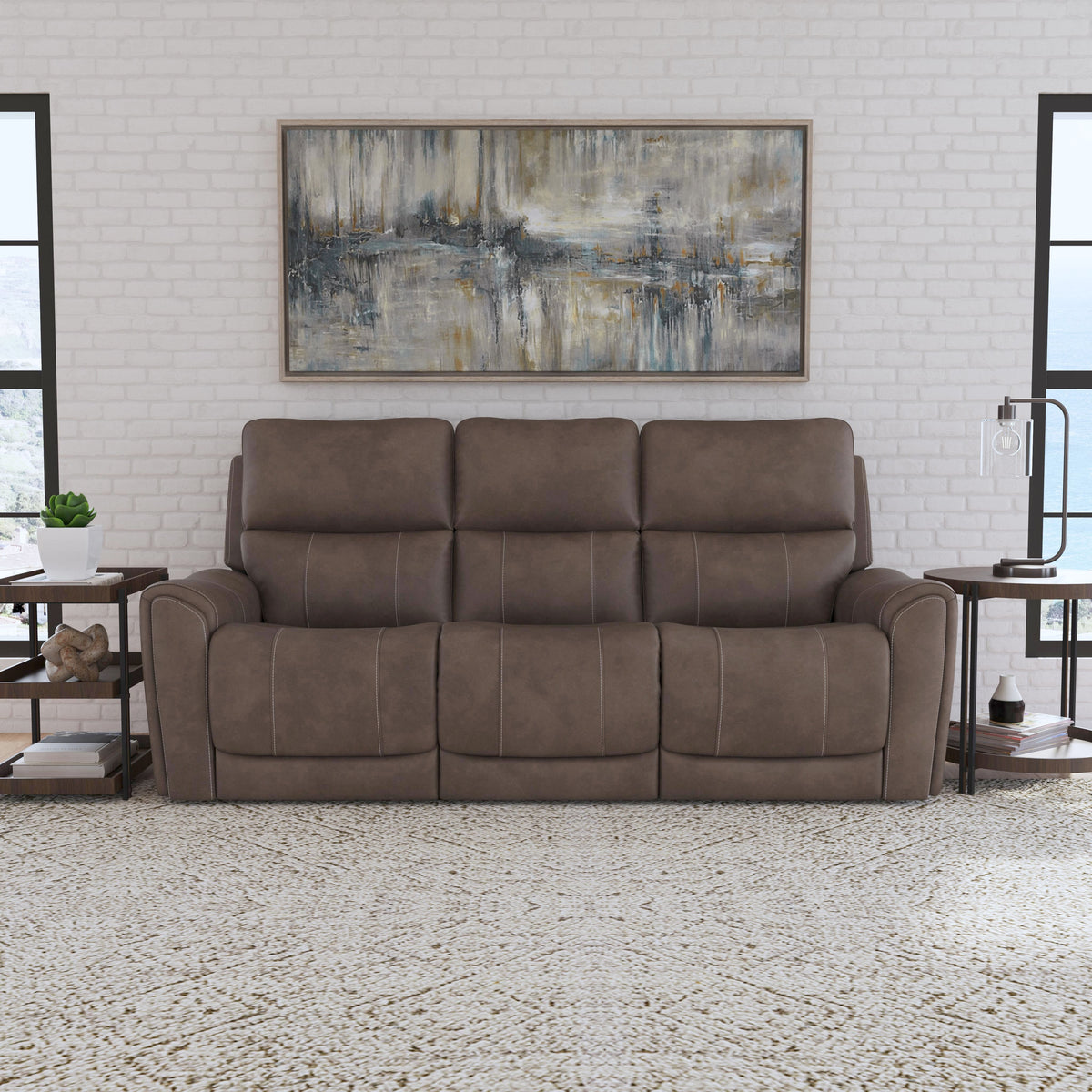 Carter Power Reclining Sofa With Console & Power Headrests & Lumbar - Cappuccino | Flexsteel