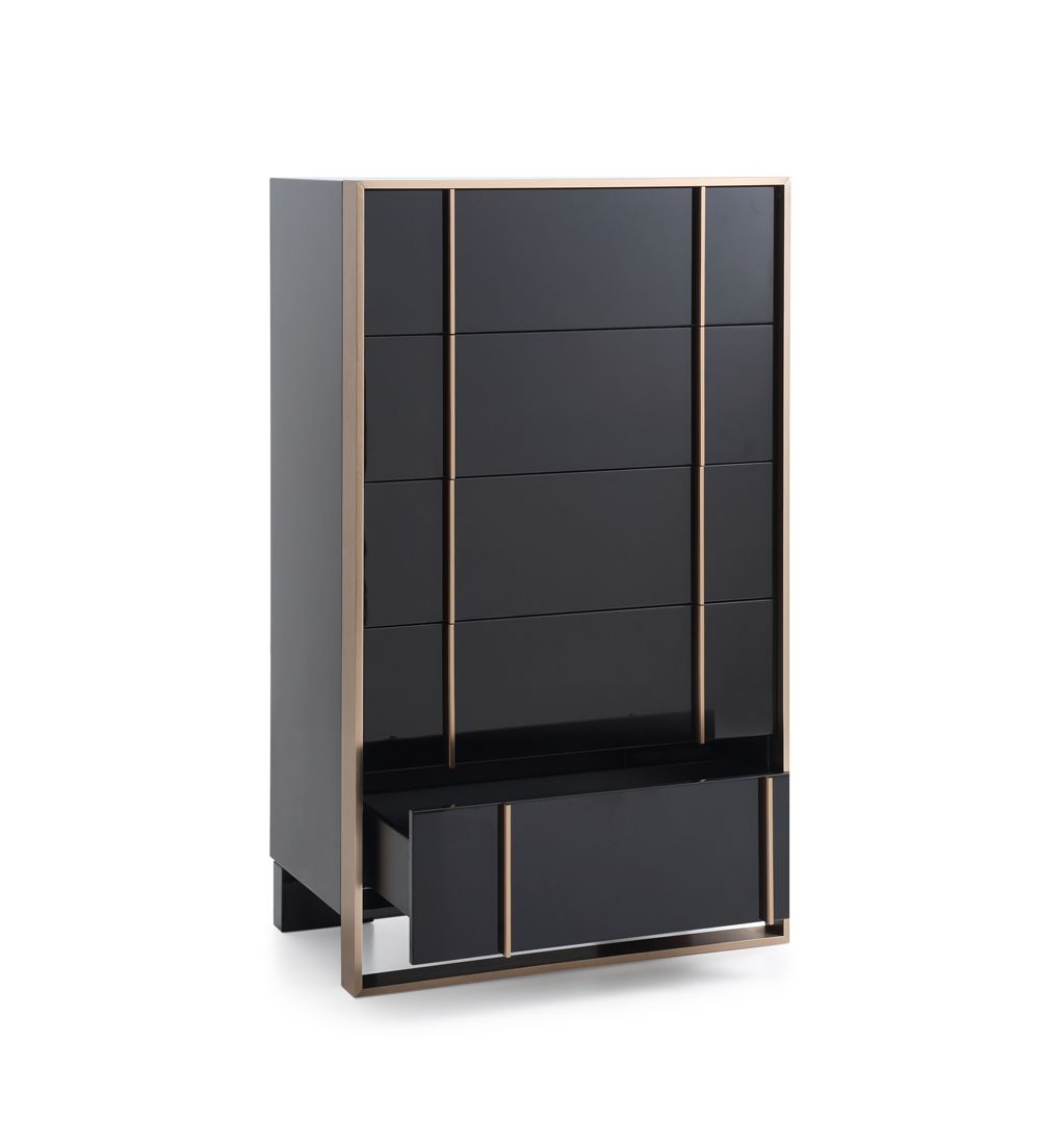 Nova Domus Cartier Modern Black & Rosegold Chest