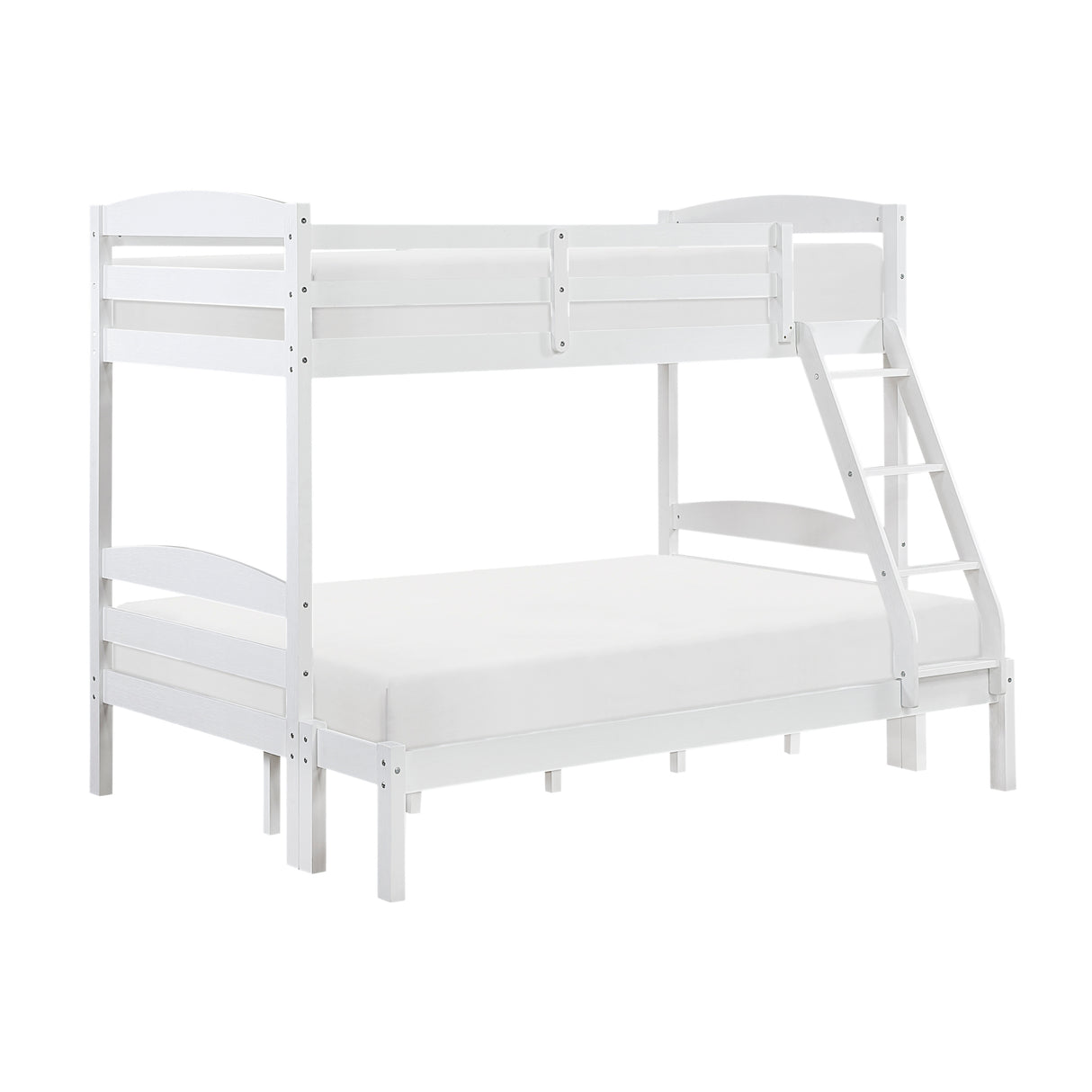 Twin over Full Bunk Bed with Guard Rails 1pc Sturdy Wood Frame White Finish Youth Bedroom Furniture - sold by Home Elegance USA