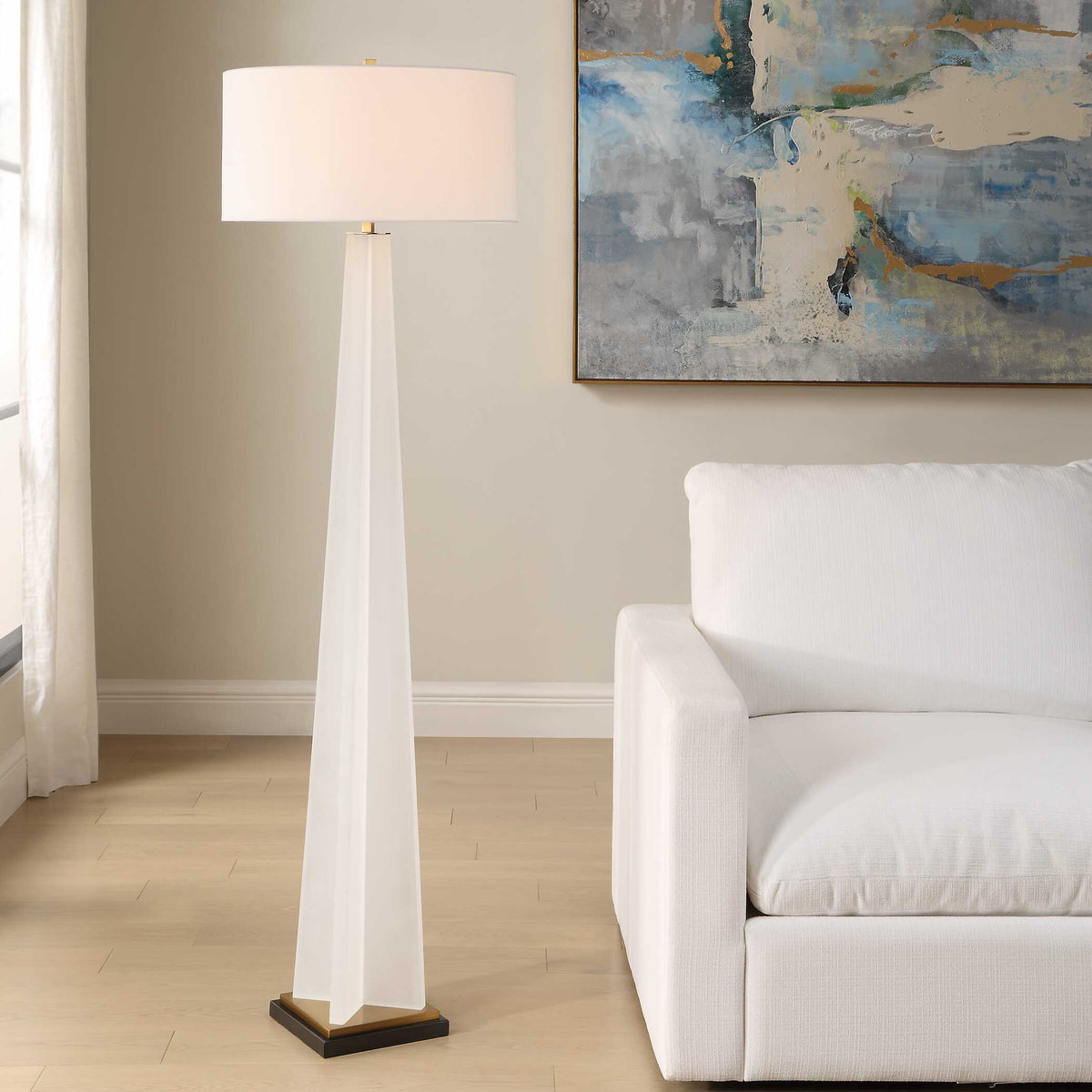 Rosin Floor Lamp - White by Uttermost - View 2