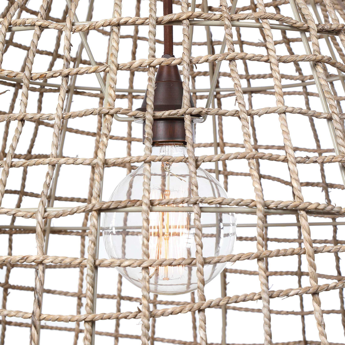 Cross Weave 1 Light Pendant - Beige by Uttermost - View 4
