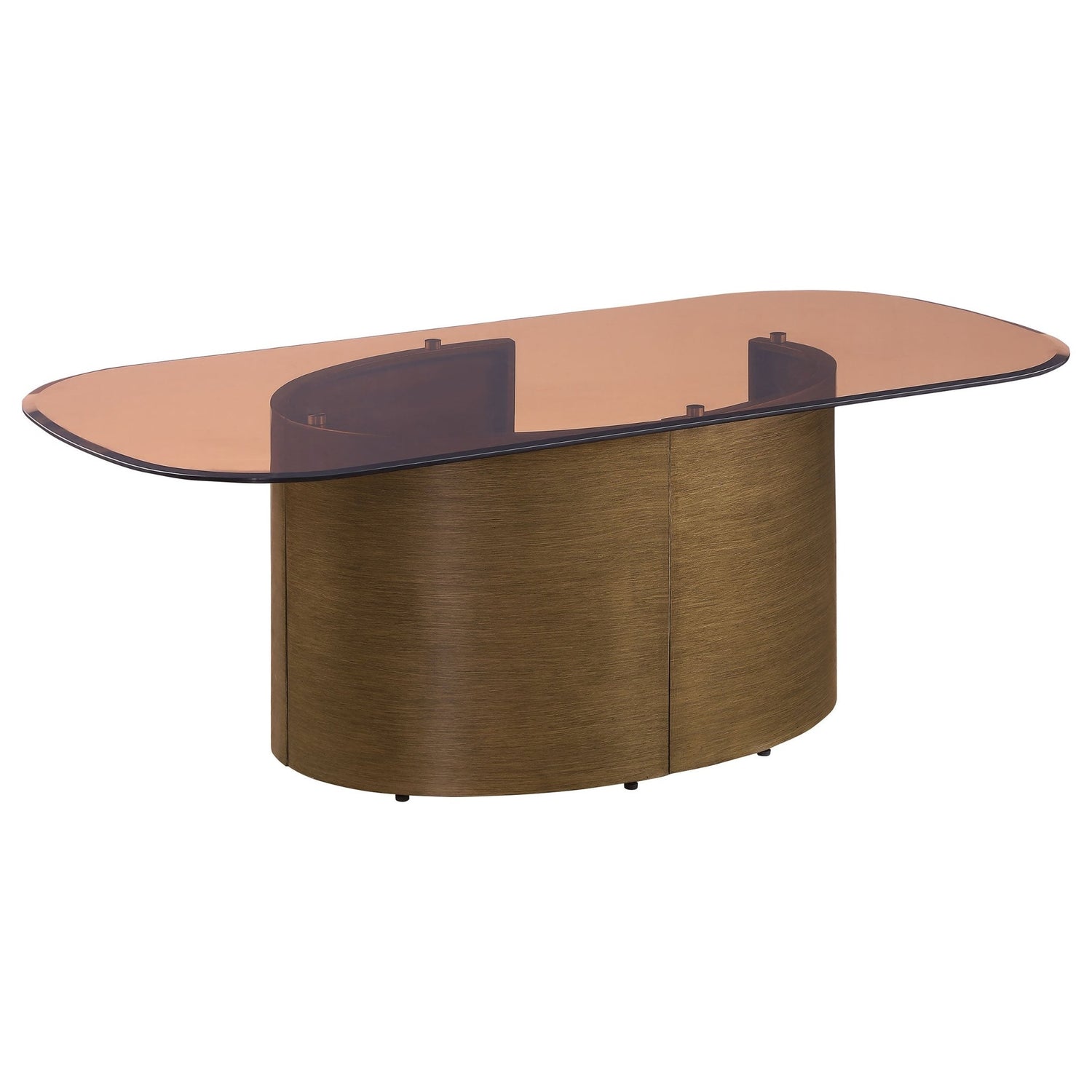 Coffee Table  - Morena Rectangular Coffee Table with Tawny Tempered Glass Top Brushed Bronze