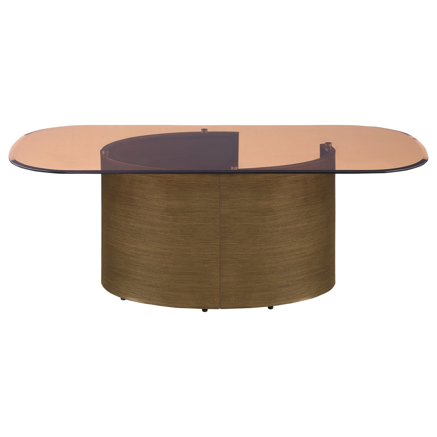 Coffee Table  - Morena Rectangular Coffee Table with Tawny Tempered Glass Top Brushed Bronze