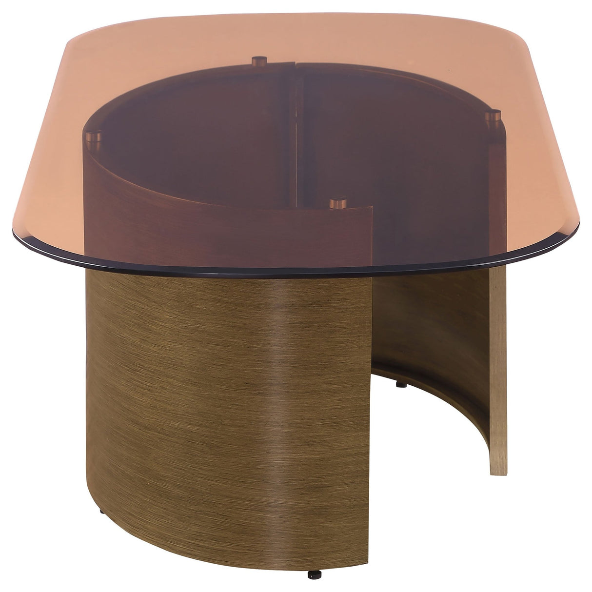 Coffee Table  - Morena Rectangular Coffee Table with Tawny Tempered Glass Top Brushed Bronze